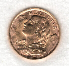 SVIZZERA  20 franchi  ORO (marengo)  VRENELI 1947 B - FDC - ribassata