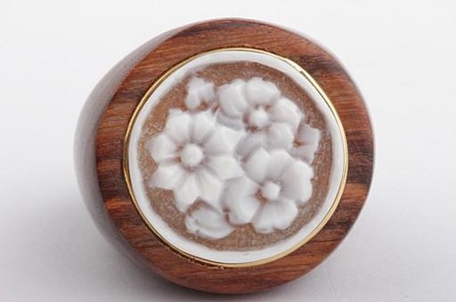 Anello cammeo legno - , oro