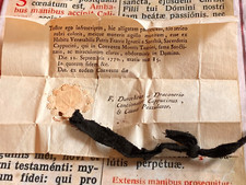 RARA BOLLA ANTICA con RELIQUIA: Sant'Ignazio di Santhià Ordine Frati Minori -1770