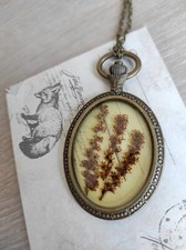 Collana lunga in resina con fiori essiccati, ciondolo botanica, handmade