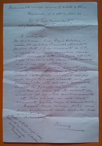 Caulonia 1942 lettera una - lettera, di