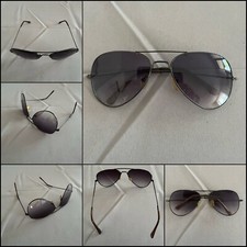 OCCHIALI DA SOLE MODELLO AVIATORE  LENTI A GOCCIA VIOLA SCURO IN METALLO