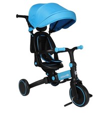 Aziamor Evolution Triciclo 4 in 1 con Manico Direzionale per Bambini Azzurro