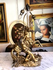 GRANDE LAMPADA ITALIANA ANNI '70 CAVALLO CON DOMATORE TRE LUCI