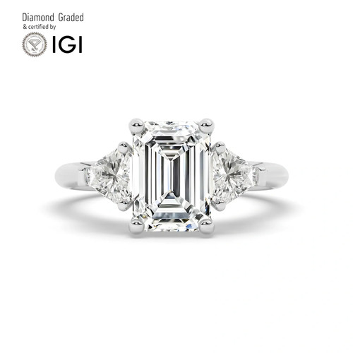 Emerald diamond trilogy ring - diamond,