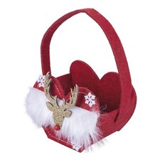 Villa d'Este Home Tivoli Sacchetto Cuore Natalizio Rosso con Renna in Feltro 11x