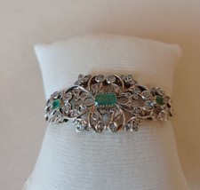 BRACCIALE  donna oro  giallo  750  18 kt  argento  diamanti e smeraldi   antico