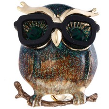 Spilla fermaglio Gufo con gli Occhiali accessorio bijoux giacca cappotto regalo