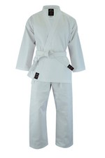 Tuta Malino Karate Gi bambini adulti unisex uniforme 7 oz bianco/nero con cintura omaggio