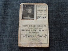 SOCIETA' VARESINA IMPRESE TRASPORTI TESSERA OPERAI ANNI '40