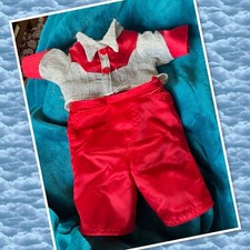 Carino Vintage Cabbage Patch Bambini Ragazzo Bambola Rosso e Argento Showman Outfit