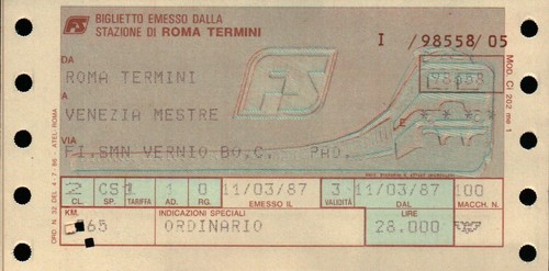 Biglietto treno del 1987 - biglietto,