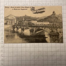 Cartolina  Paesaggistica Torino Aereo plano Ponte In Pietra Monti Capuccini