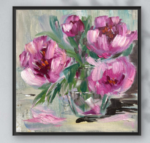 Peonie rosa vaso - peonie, vetro