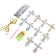  1 set di pendenti con pittura a forma di croce con diamanti e quadri con