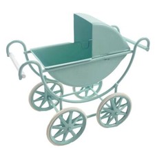 Casa Delle Bambole Azzurro Carrozzina Metallo Vecchio Stile Vivaio Mobili 1:12