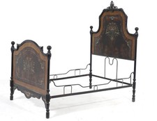 Letto matrimoniale inserti madreperla ottone ferro