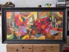 Miljenko Bengez - Serigrafia materica su tela originale numerata e firmata 90x45