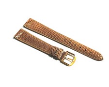 Cinturino orologio Vintage in VERA PELLE DI LUCERTOLA piatto marrone medio 20mm