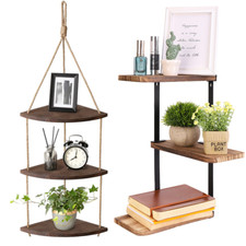 Mensola angolare da parete decorativa mensola sospesa corda mensola 3 livelli mensola sospesa legno 