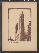 Cartolina Vercelli S. Andrea da Xilografia di Enzo Gazzone AB951