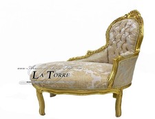 Panchetta Luigi XV panca dormeuse oro tessuto damascato divanetto Barocco AL3558