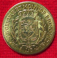 COPIA MONETA 5 LIRE 1827 ZECCA TORINO CARLO FELICE SAVOIA REGNO SARDEGNA -NO ORO