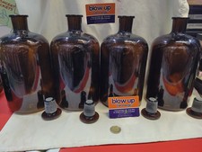 4 Bottiglie farmacia vintage  vetro Ambrato 2 Litri