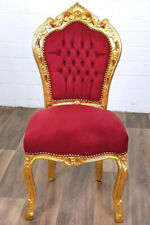 Poltrona Sedia foglia oro tessuto rosso ingresso casa negozio chiesa Barocco lux