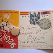 Arditi cartolina doppia sulla  guerra di Spagna 1937