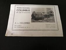1933 MOBILI RAZIONALI COLUMBUS IN TUBI D' ACCIAIO VINTAGE AD PUBBLICITA EPOCA