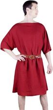 Rinascimento Medievale Romano Greco Uomo Cotone Rosso Tunica,maniche al ginocchio