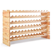 Portabottiglie in Legno Di Pino, Scaffale per 72 Bottiglie Di Vino 119X29X71,5Cm