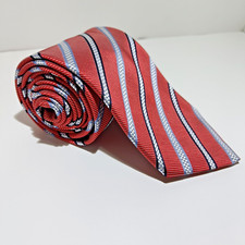 Cravatta Uomo Rossa Elegante a Righe 100% Seta Made in Italy Classica Business 