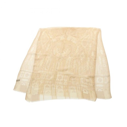 Etro sciarpa seta beige - di,