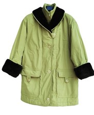 Cappotto donna media lunghezza City Line, Tg. 44, misto cotone, verde, usato.