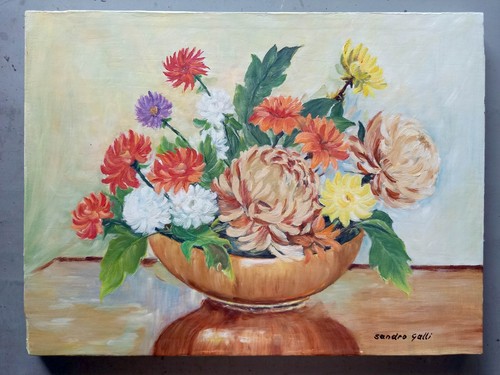 075 quadro olio tela fiori - tela,
