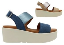 Sandali da donna platform Geox D45M1A scarpe con zeppa media alla moda pelle