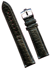 Alligatore Originale Nero MB Cinturino Extra Lungo 20mm Pelle & Omega Acciaio