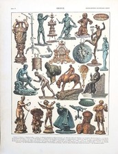 Stampa antica STATUE ELMI ARMI