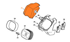 11381411001 - COPERCHIO FILTRO ARIA MOTOSEGA STIHL MS441 - MS441C-M