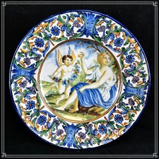 Plat faience majolique - en,