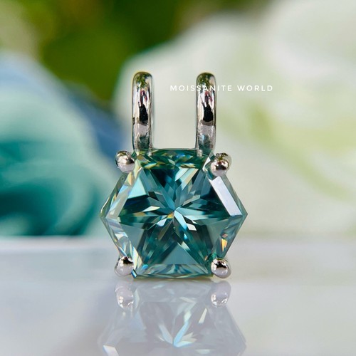Ciondolo moissanite blu ciano - moissanite,
