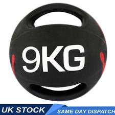 Palla Medicina 9kg Doppia Impugnatura Doppia Maniglia Gomma Palestra Pilates