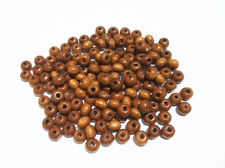 200pz perline in legno naturale tondo 6x5mm colore marrone bijoux 