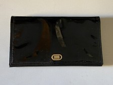 BORSA A MANO BUSTINA POCHETTE CLUTCH VINTAGE ANNI '70 IN VERNICE NERA 24X13,5 cm