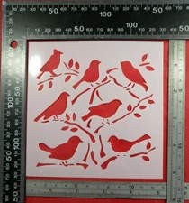 Stencil foglie uccellini