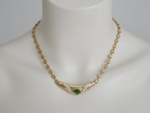 Collana collier dorato pietra - collier,