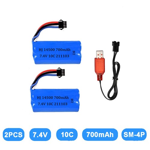 Spina 2x7 700mah con - 2x7.4v,