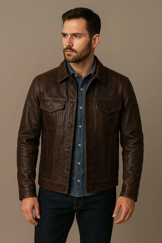 Cappotto western uomo marrone